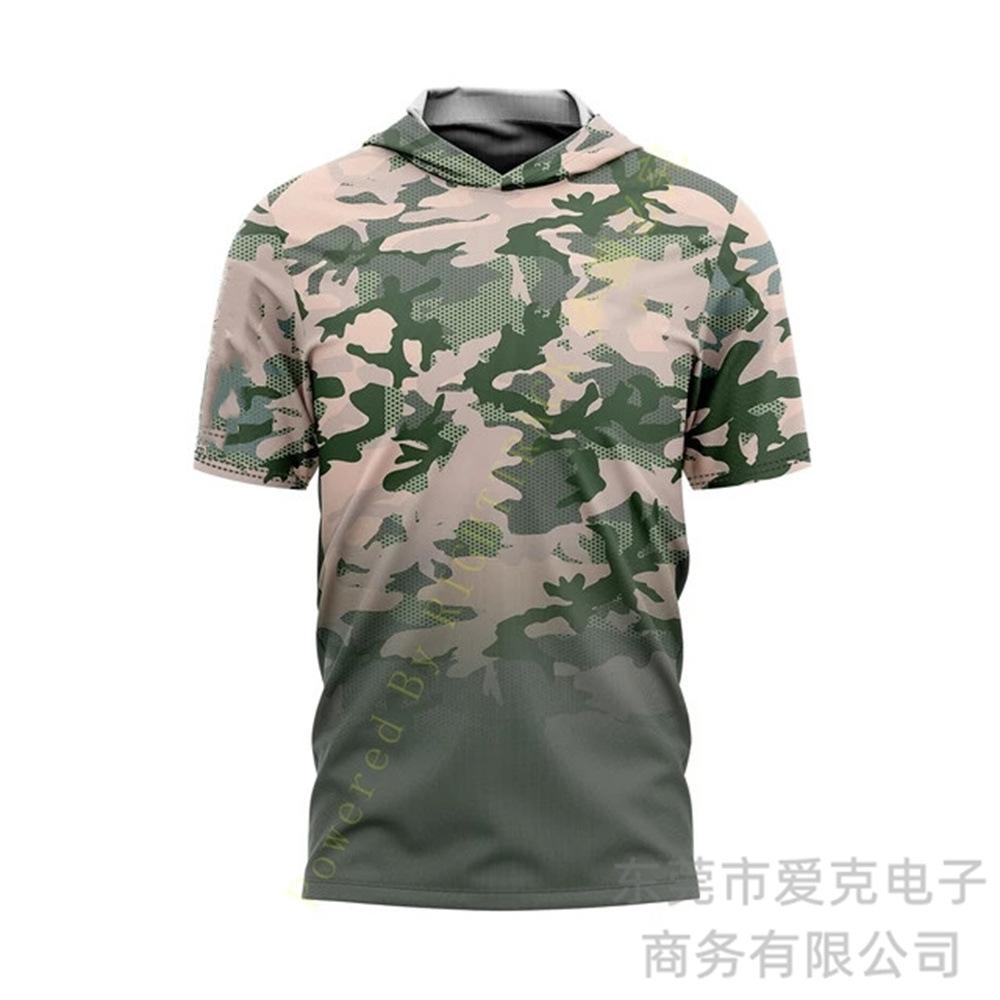 Fishing clothing Sunscreen quick-drying clothing Summer men's short-sleeved hooded outdoor sportswear Breathable Luya fishing shirt