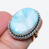 Natural Larimar Gemstone 925 Solid Sterling Silver TwoTone Gift Ring S.6 T3g94