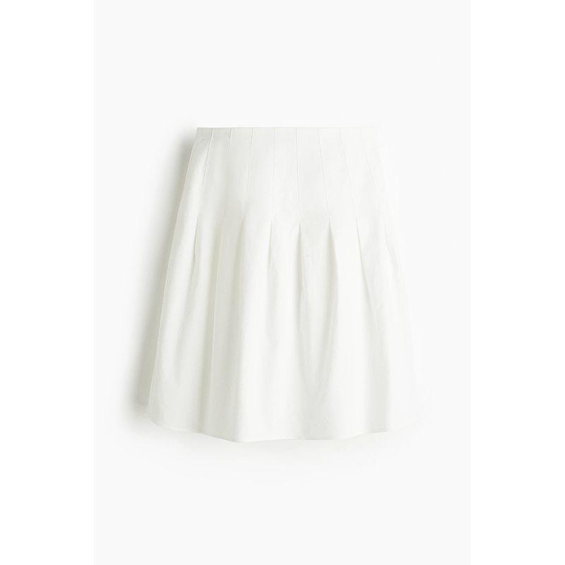 

HM Women clothes 2025 Summer New Cotton Pleated Skirt 1296184 White 170/88(46)