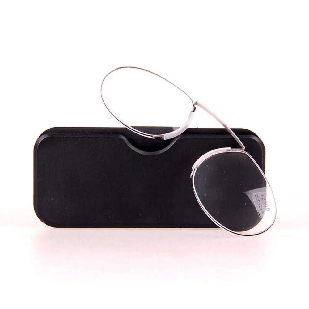 Legless Clamp nose reading glasses for both men and women portable sticky phone to send ultra-thin glasses case +1.00 +3.00