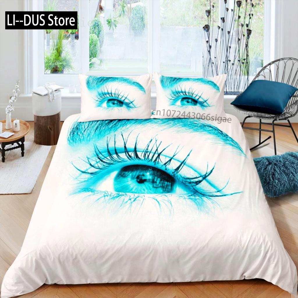 Cartoon Eyes Duvet Cover Set Facial Features Face Organs Twin Bedding Set For Adult Kids Queen King Microfiber Comforter Cover