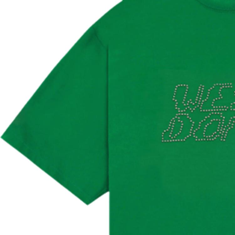 We11done Ss22 Solid Color Heart Logo Round Neck Short Sleeve T-Shirt Unisex T-Shirt Green WD-TT1-22-690-U-GR