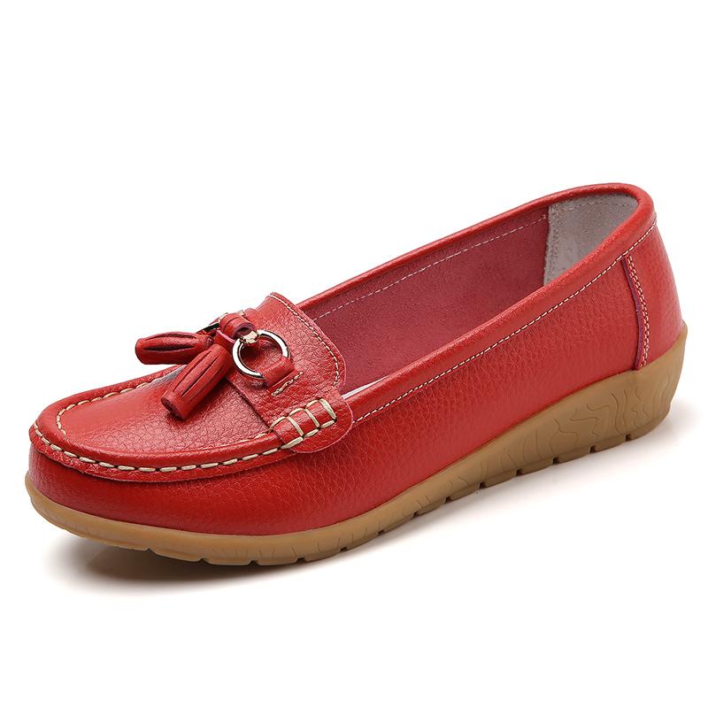 Women's spring and summer new 35-44 sandals, mom's genuine leather shoes, breathable and anti-slip casual loafers