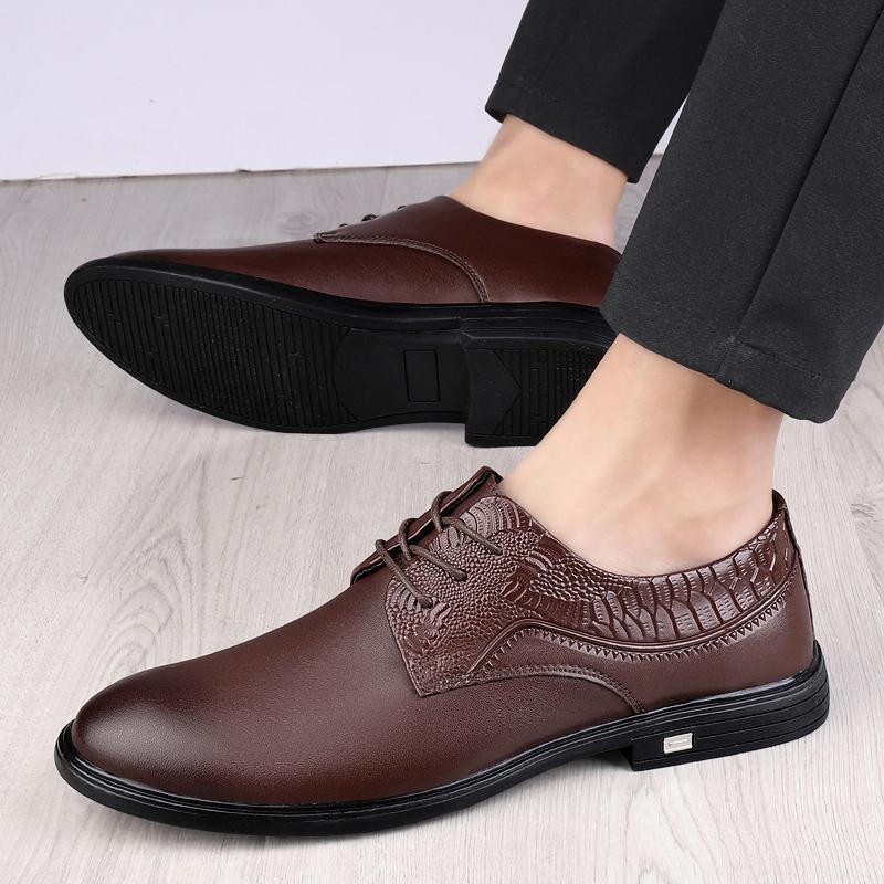 

Мужские деловые туфли на шнуровке, на платформе, повседневные, из натуральной кожи, мужская уличная мода, свадебные туфли для мужчин 10