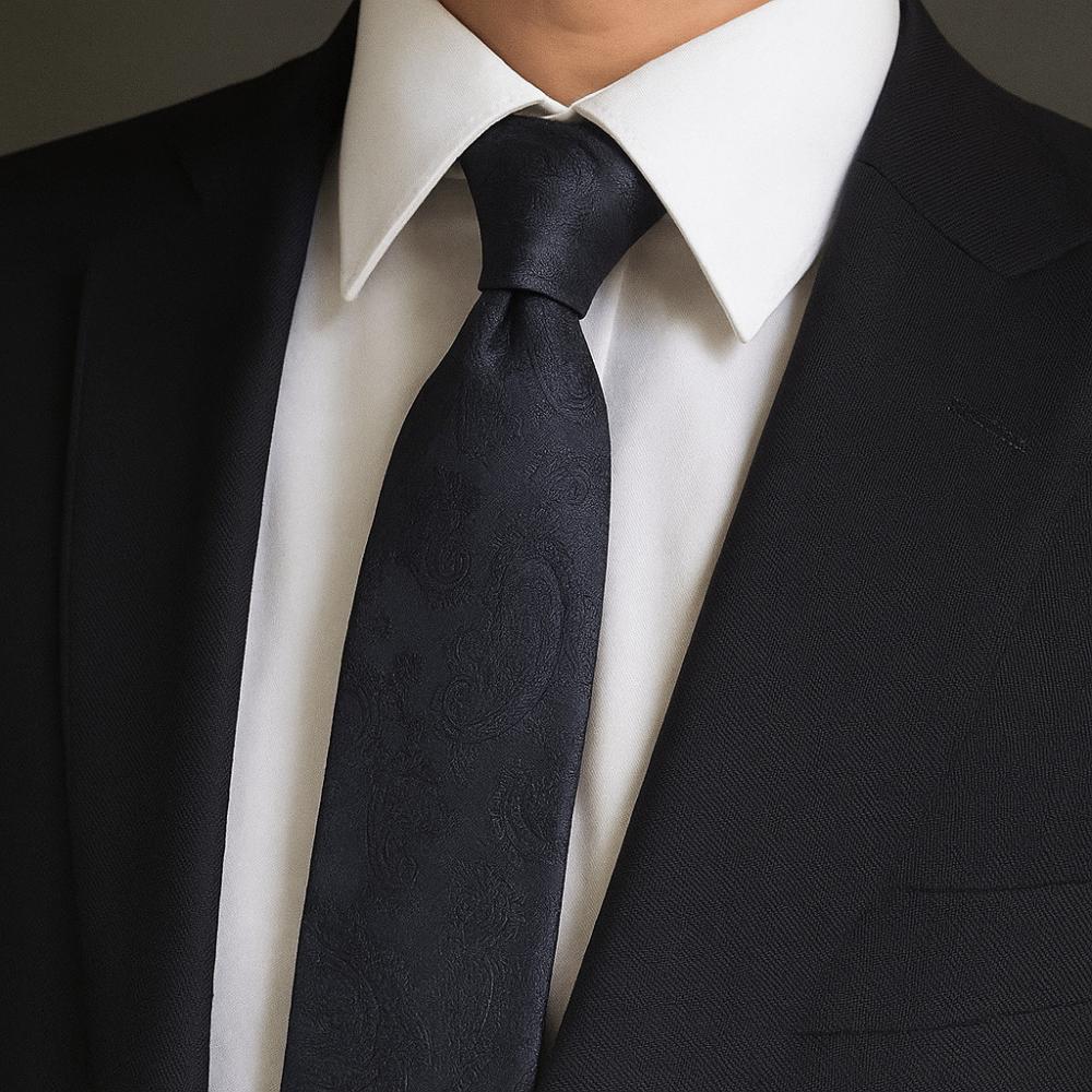 Floral Men Necktie Solid Color Retro Cravat Simple Black Necktie  Boys