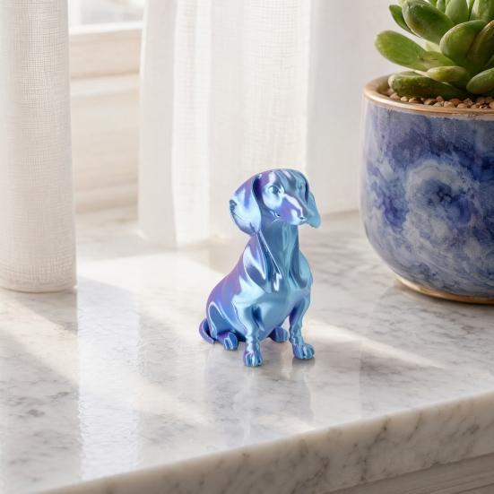 Dog Ornament, 3D Printed Movable Joint Dachshund Design Figure, Decorative Dog Sculpture for Home Office Decor Pet Lovers Collectors