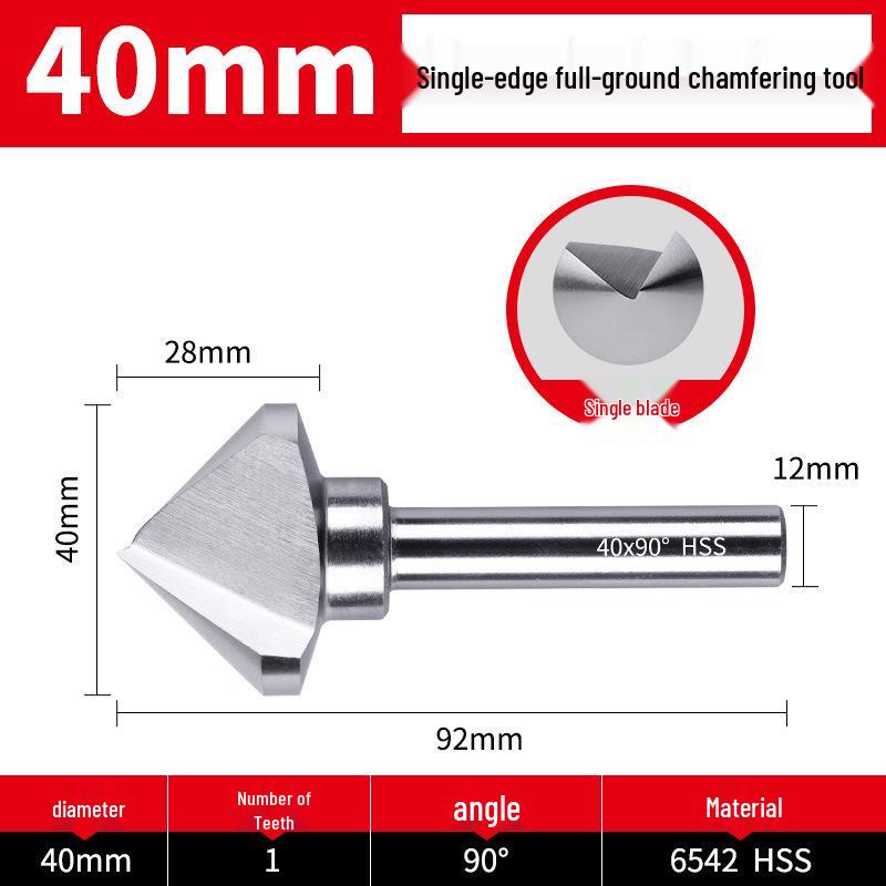 Straight Shank Single-Edge 3-Flute 45° Chamfering & Deburring Countersink Drill Bit, 90° Inner Hole Trimmer
