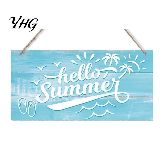 Tropical Beach House Ornament Summer Wood Sign for Front Door, Hanging Welcome Refreshing Entryway Sign, Rustic Wooden Door Hanger Home Porch