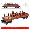 NEW MOC Brown Retro Train Freight Car Brick Set, Closed Box Wagon MOC Kit, Hobby Collectible Toy, Compatible Building Blocks
