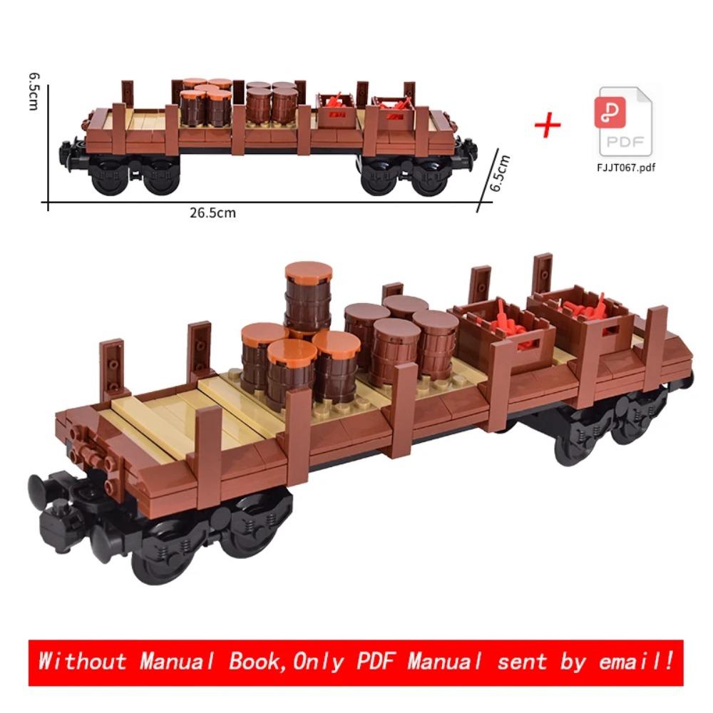 NEW MOC Brown Retro Train Freight Car Brick Set, Closed Box Wagon MOC Kit, Hobby Collectible Toy, Compatible Building Blocks