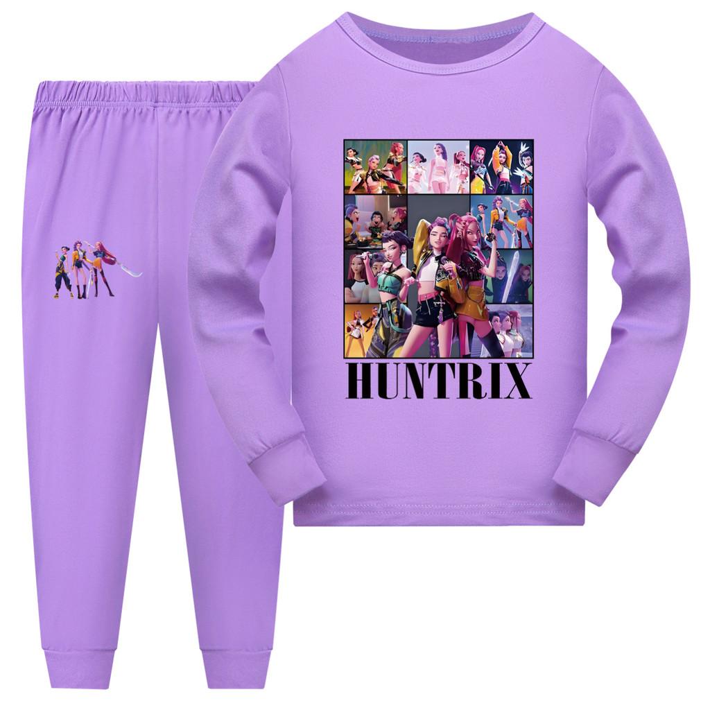 

Охотники Kpop Девушка-демон Детский Комплект для пижамы с коротким рукавом и шортами Домашняя одежда 110 фиолетовый