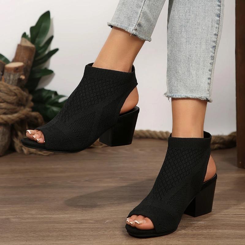 Fashion 2025Summer Model Fashion  Banquet High-Elevated Women Fish Mouth Sandals Casual/Soft Bar Square Heel Sexy Heels Zapatos Mujer