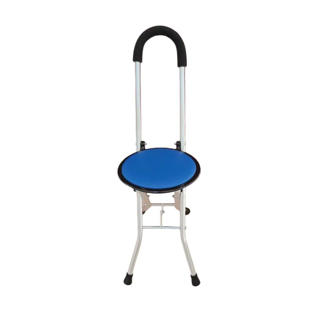 Leichter Vierbeiniger Gehstockhocker aus Aluminiumlegierung mit rutschfester Sitzfläche für ältere Menschen - Gehhilfe und Rollator in einem.