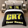 Set Biancheria da Letto Personalizzato Modello Cristiano Ronaldo, Stampa Nome Testo 1 Copripiumino più 2 Federe Tessile per la Casa