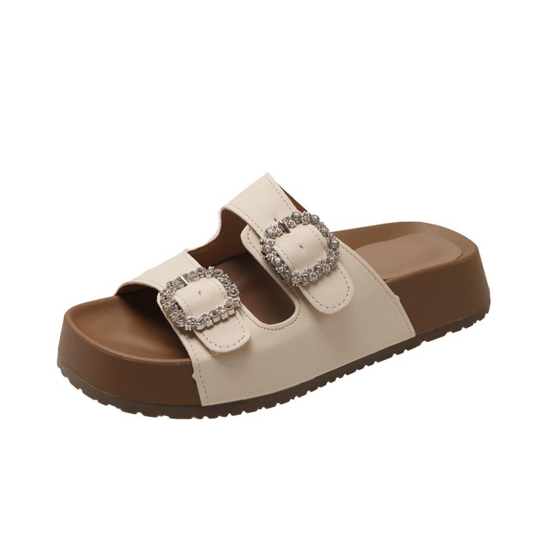 Fashion 2025 Crystal Women's Flats Slippers Fashion Platform Sandals New Summer Shoes Casual Beach Flip Flops Walking Shoes