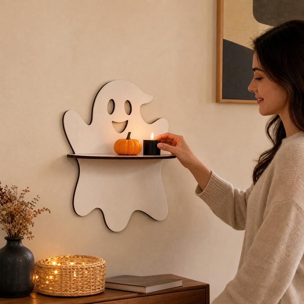 Halloween Wooden Wall Shelf for Home Decor and Seasonal Display