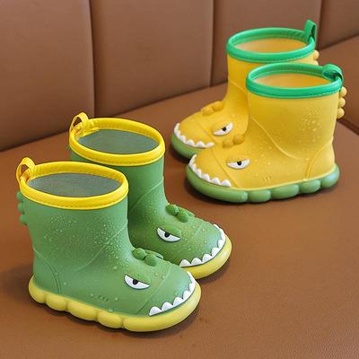Stivali da pioggia da cartone animato con dinosauri per bambini - Antiscivolo, Impermeabili, Scarpe di gomma per bambini piccoli per maschi e femmine.