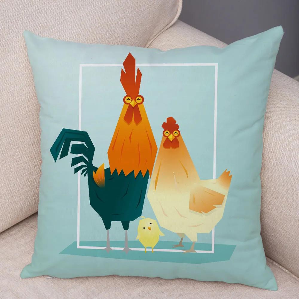 Cute Cartoon Animal Decoration Pillowcase Pig Bear Cow Shark  Sofa Room Cushion Cover Kindergarten Home