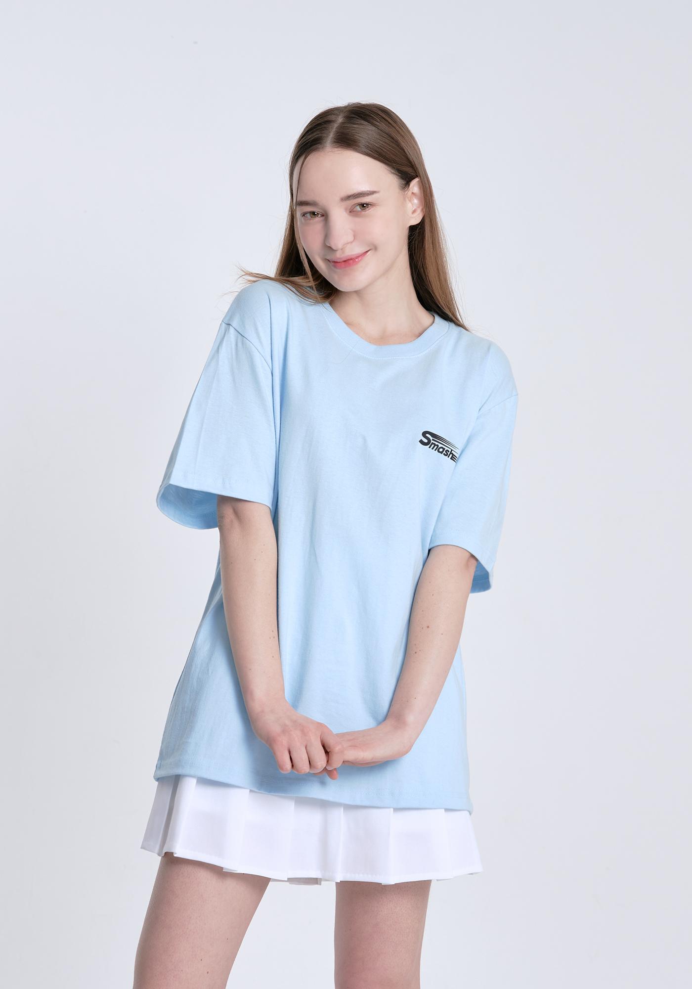 Mestari Badminton Smash T-Shirt Unisex Short Sleeve T-Shirt Ct3006 Sky Blue L