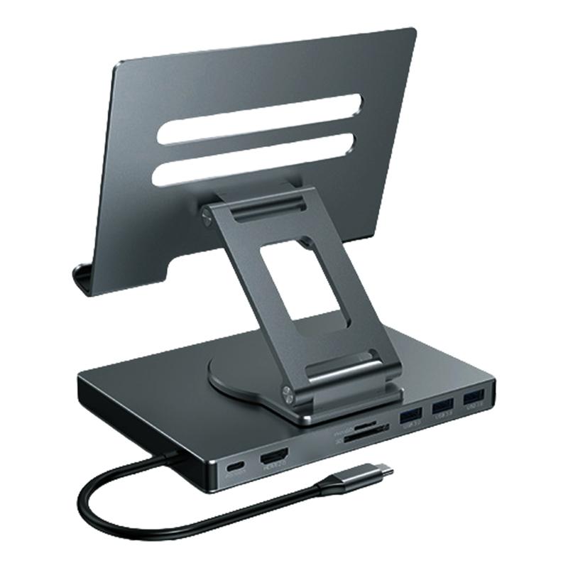 

8/9 In 1 Docking Stations Tablets Stand Holder USB Type C USB3.2 Card Reader 3.5MM Foldable Rotatable Desktop Holder