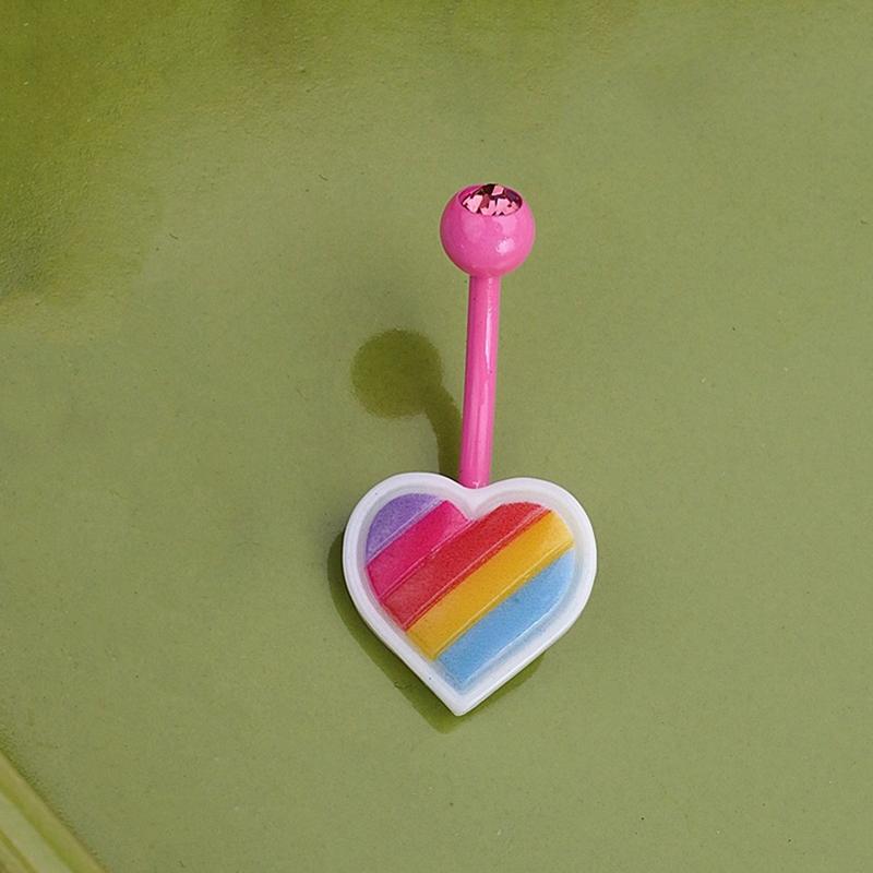 Sweet Dinosaur Navel Ring Zircon Heart Strawberry Belly Button Ring For Women Body Piercing Decor Vacation Leisure Beach Jewelry