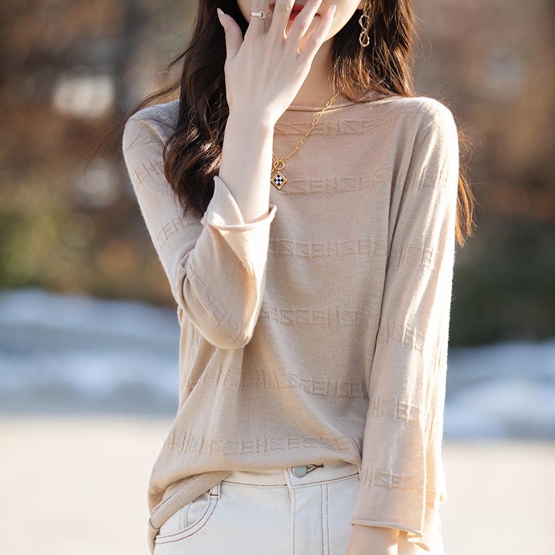 All-Season Women's 50% Wool 50% Silk Sweater | Lightweight Warm Blend Pullover | Luxury Cashmere Silk Knitwear