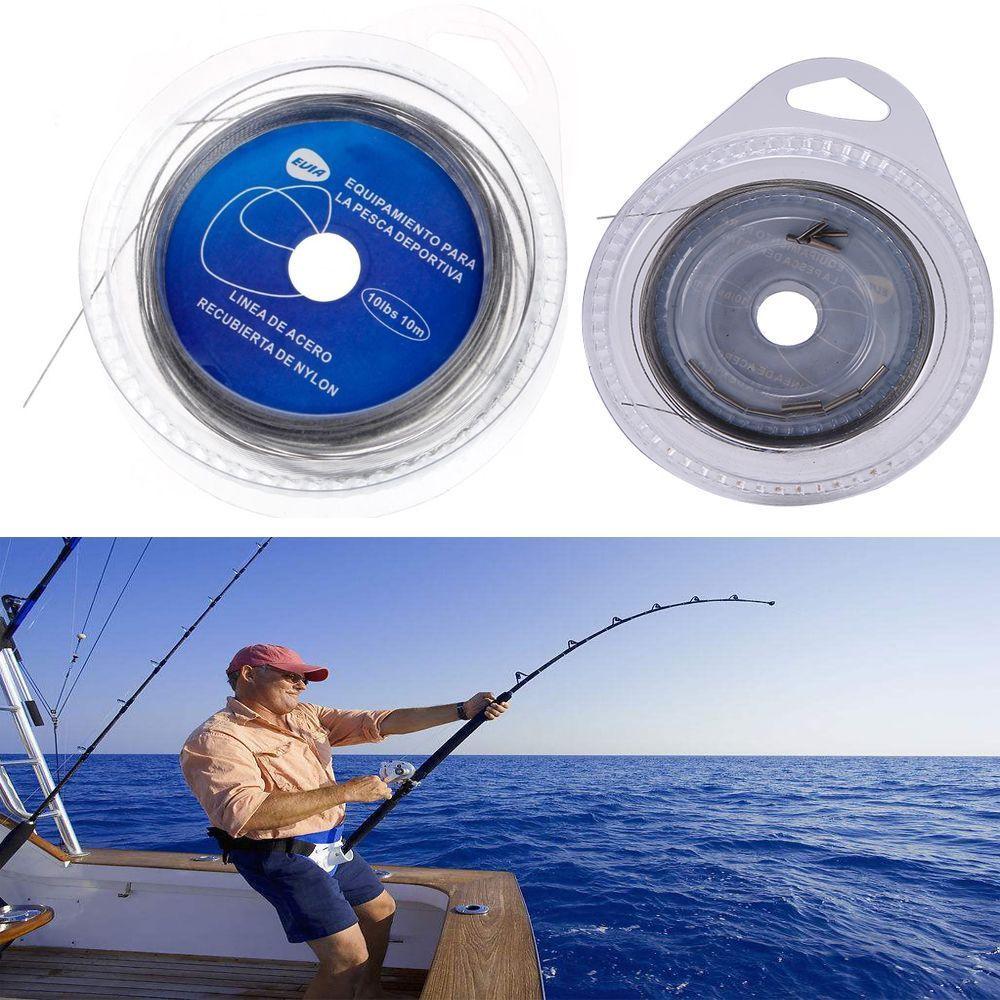 2 Pieces Steel Wire Fishing Line 10m Braided Leader 60LBS