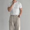 Onl Men S Henry Neck Cropped Semi muScle FiT T ShirT