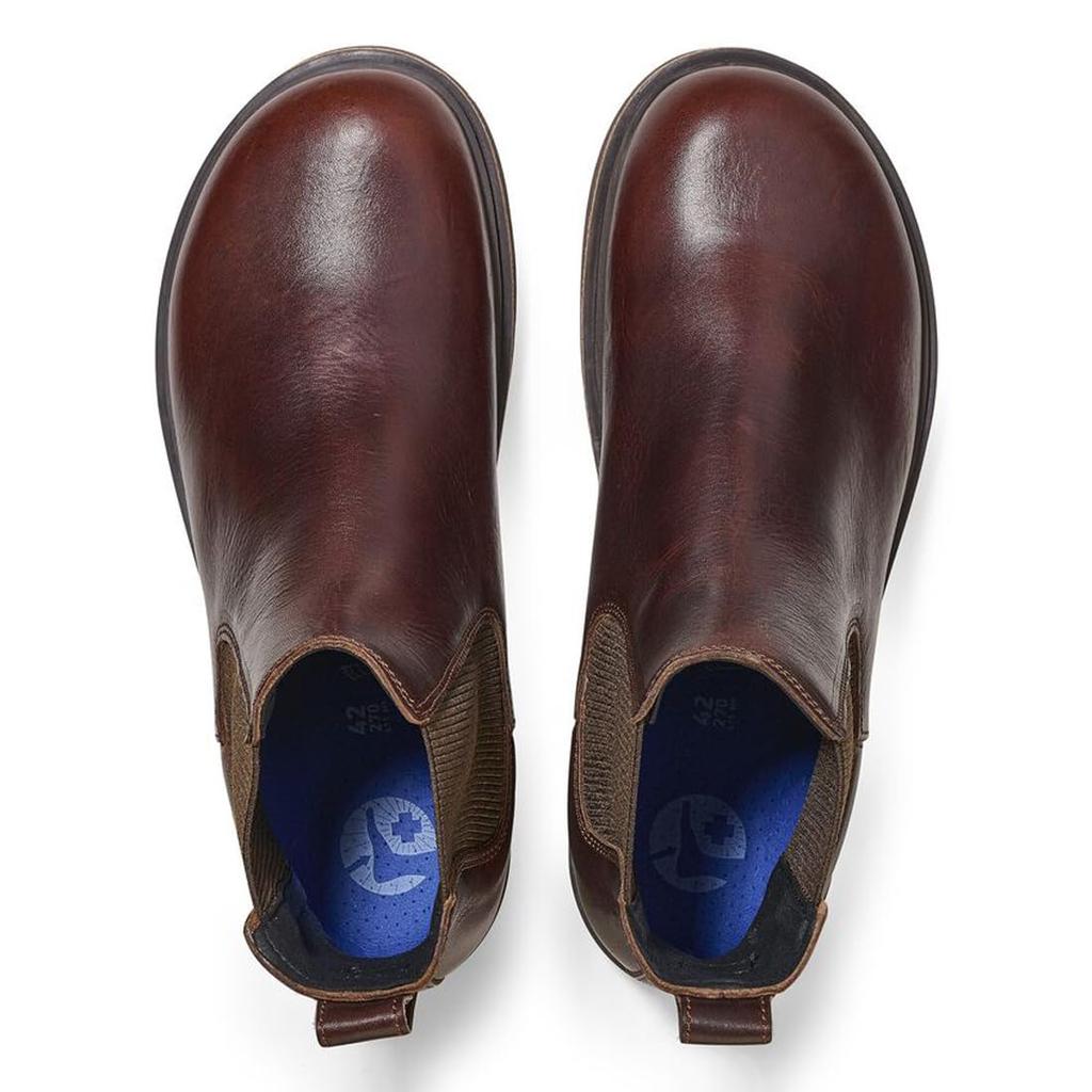 Birkenstock Highwood Slip On Men's Leather Boots Side Gore Regular Width Braun 1025718 Chocolate EU43