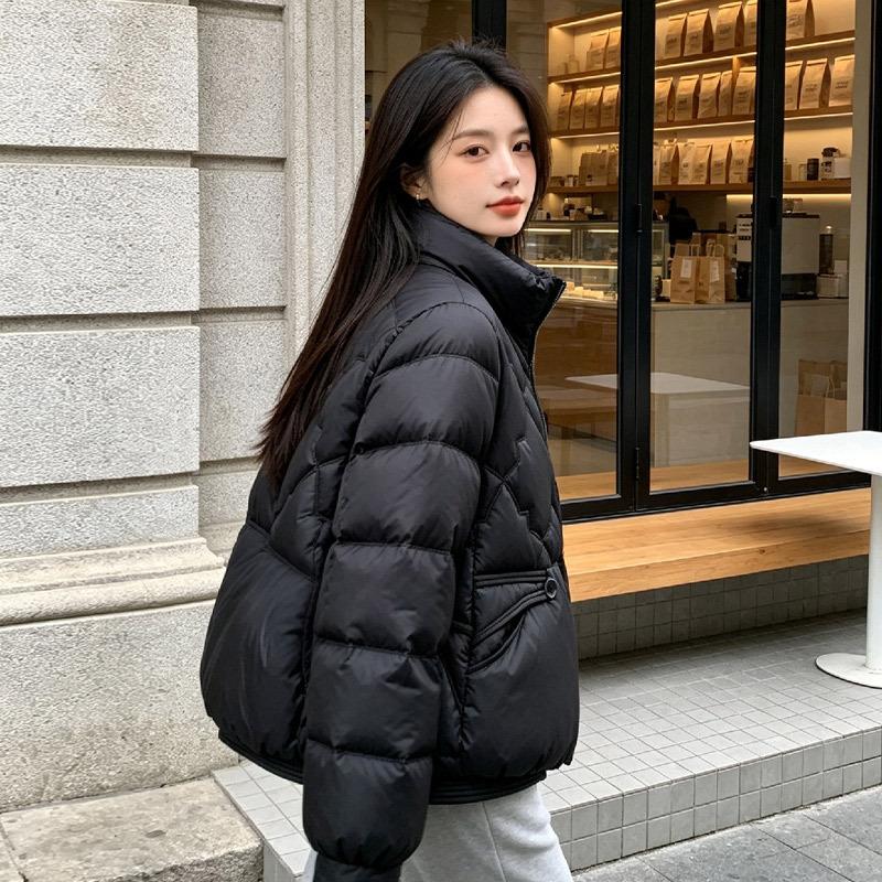 Down jacket women's winter short jacket duck down thick new fashion small popular Pinghu