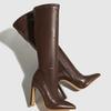 Fashion Zip Knee High Boots Women Soft Cozy PU Leather Pointed Toe Autumn Winter Shoes Party Stripper Heels Botas Mujer