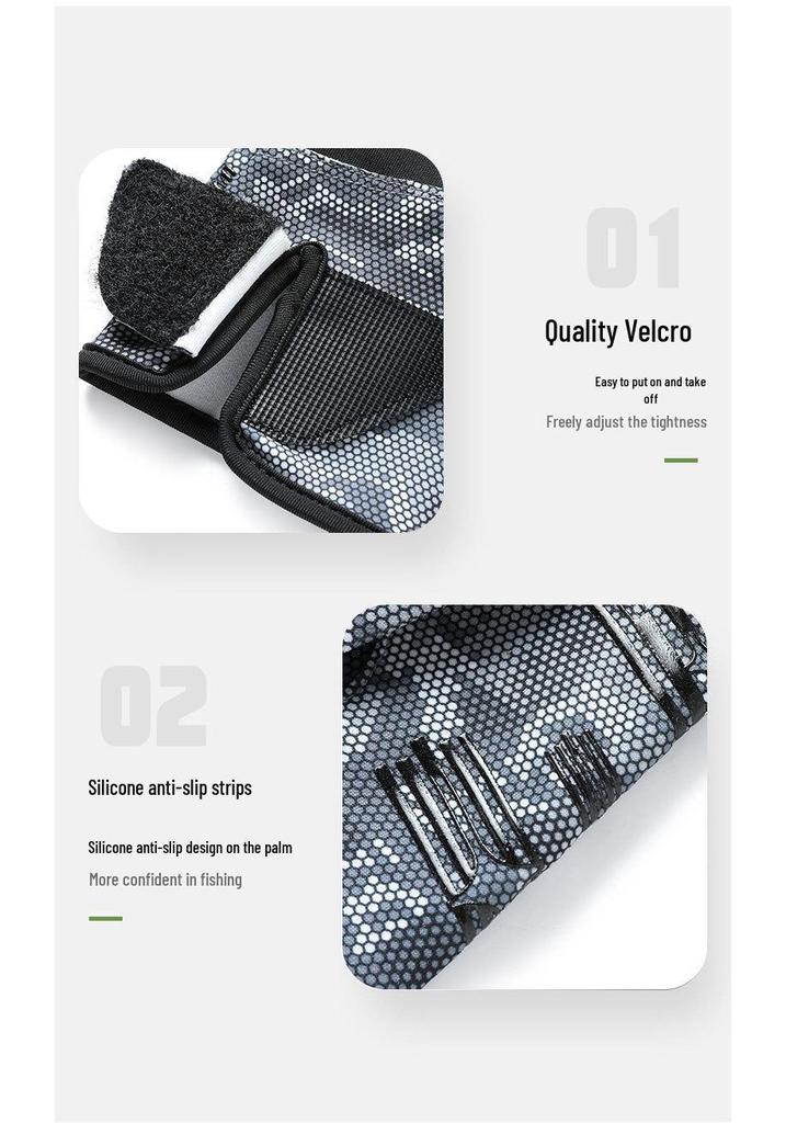 Breathable Non-Slip Sun Protection Fishing Gloves, 3-Finger or 5-Finger Options.