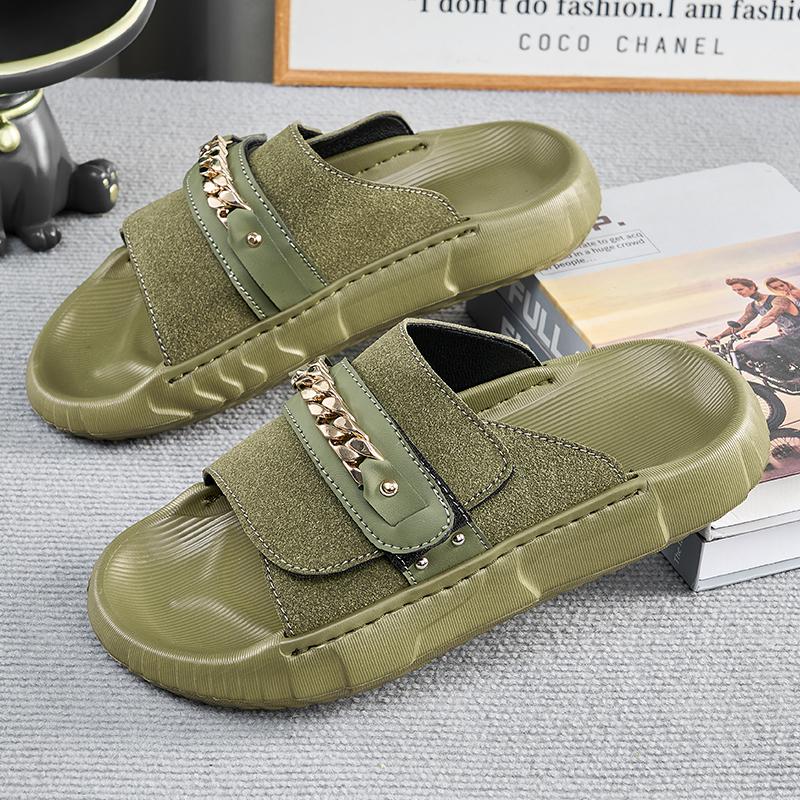 

Fashion Fashion Men Slippers PVC Soft Sole Non-slip Slides Casual Outdoor Beach Flip Flops Home Bathroom Couples Slippers New Sandal 45