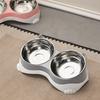 Raised Neck Protection Cat Ear Pet Double Bowl Anti-spill Pet Feeding Bowl  Small Pet Food Bowl