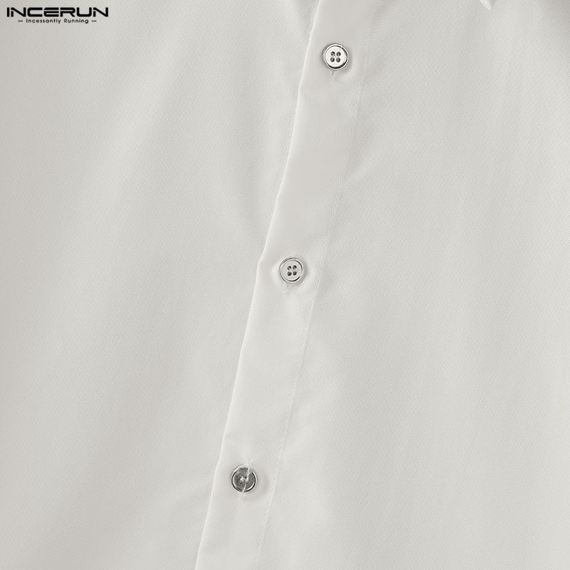 INCERUN Men Lapel Neck Short Sleeve Striped Print Oversized Shirts Tops