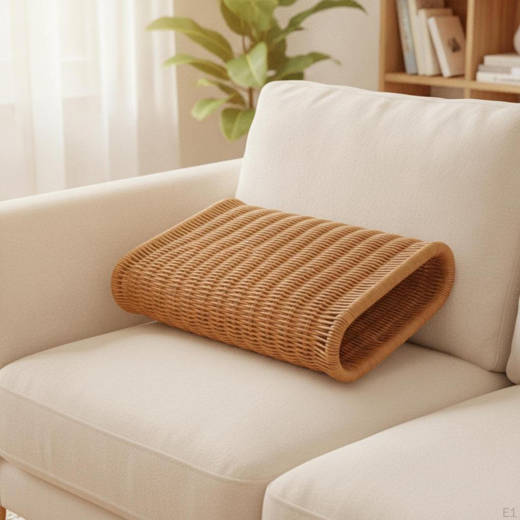 Imitation Rattan Pillow Breathable Hand-Woven PE for Sofa, Bed