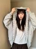 Cool American Sweet Pattern Women's Embroidered Hooded Sweatshirt - Autumn Loose Fit Cardigan