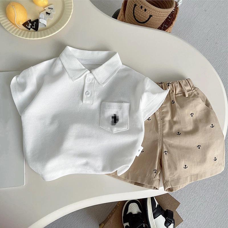 Boys Summer Outfit Set Baby Summer Thin Short Sleeve Polo Two Piece Short Style Short Children's Clothing