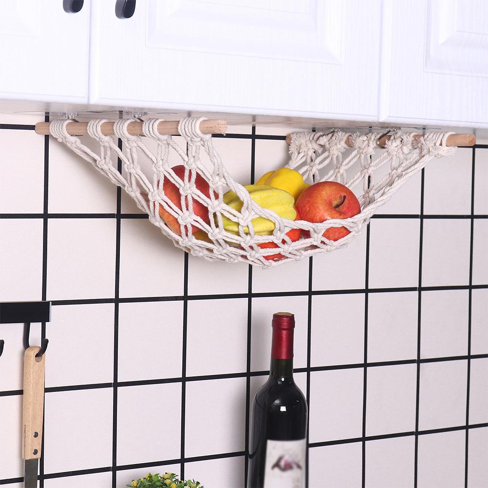 Hanging Fruit Hammock for Kitchen Under Cabinet Hanging Fruit Basket Fruit Net Bag for Kitchen Boat Rv Camper