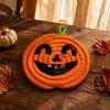 Halloween Kitchen Tableware Pumpkin Cotton Rope Coaster, Handwoven Placemat with Funny Face, Iron Reusable Drink Coasters Craft Table Mat for