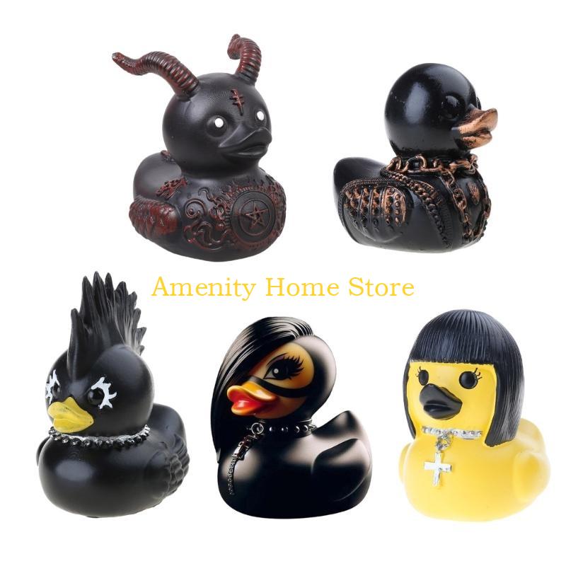 F26C Duckieville Duck Figure Rock Duck Statue to Bring Playfulness to Your Decors