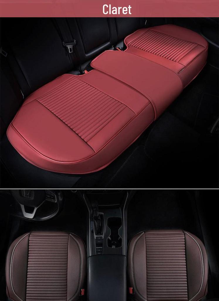 Universal Full Leather Car Seat Cushion Set - Four Seasons Breathable, Three-Piece, Cool and Durable