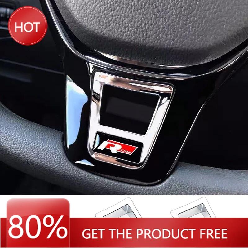 2025 Hot 1Pcs ABS Car Steering Wheel Trim Stickers R Logo Accessories For Volkswagen GTI R-Line Polo Golf Passat Scirocco Beetle