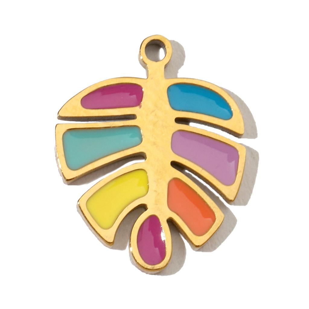 3pcs/Lot Stainless Steel Enamel Palm Flip Flop Shell Diy Charm Women Watermelon Strawberry Necklace Pendant Summer Ocean Jewelry