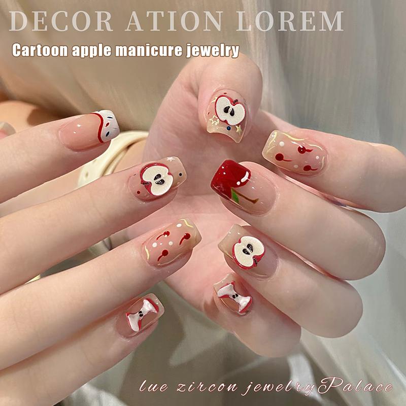 24Pcs/Box Creative Red Apple Resin Nail Charms Fruit Flatback Nail Art Slices Sweet Accessories For Diy Nail Art Decorations