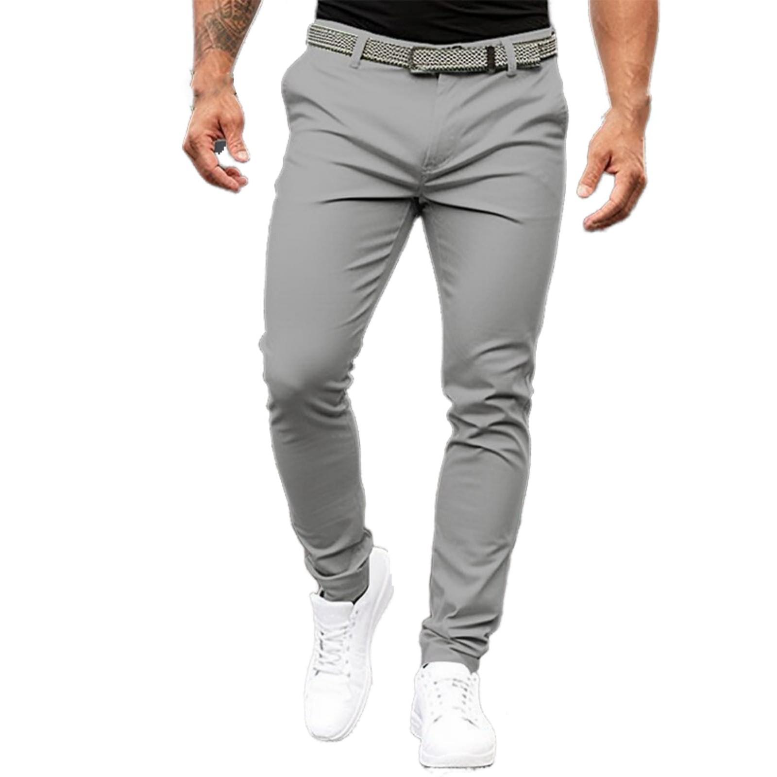 

Мужские однотонные узкие брюки с карманами на молнии в деловом стиле L