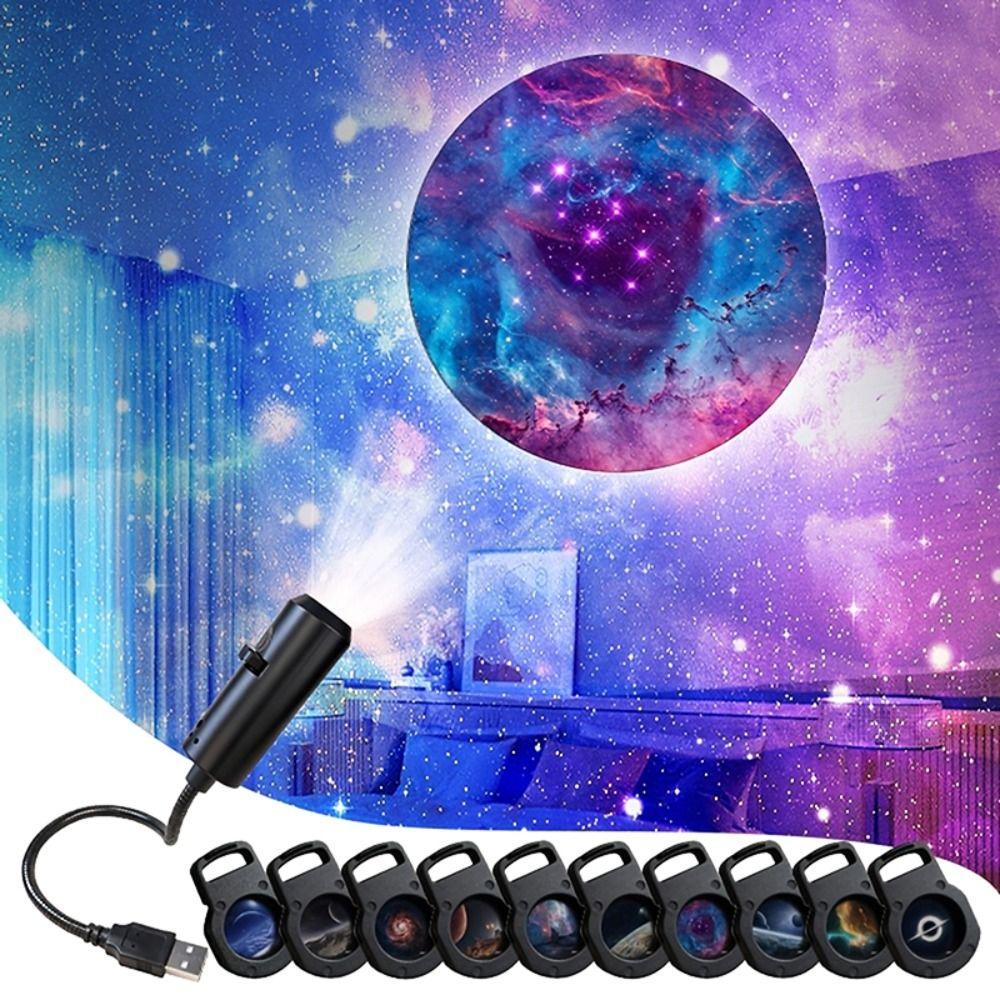 10 Replaceable Lamp Sheets Galaxy Projection Light USB Powered Atmosphere Light Bedroom Ceiling