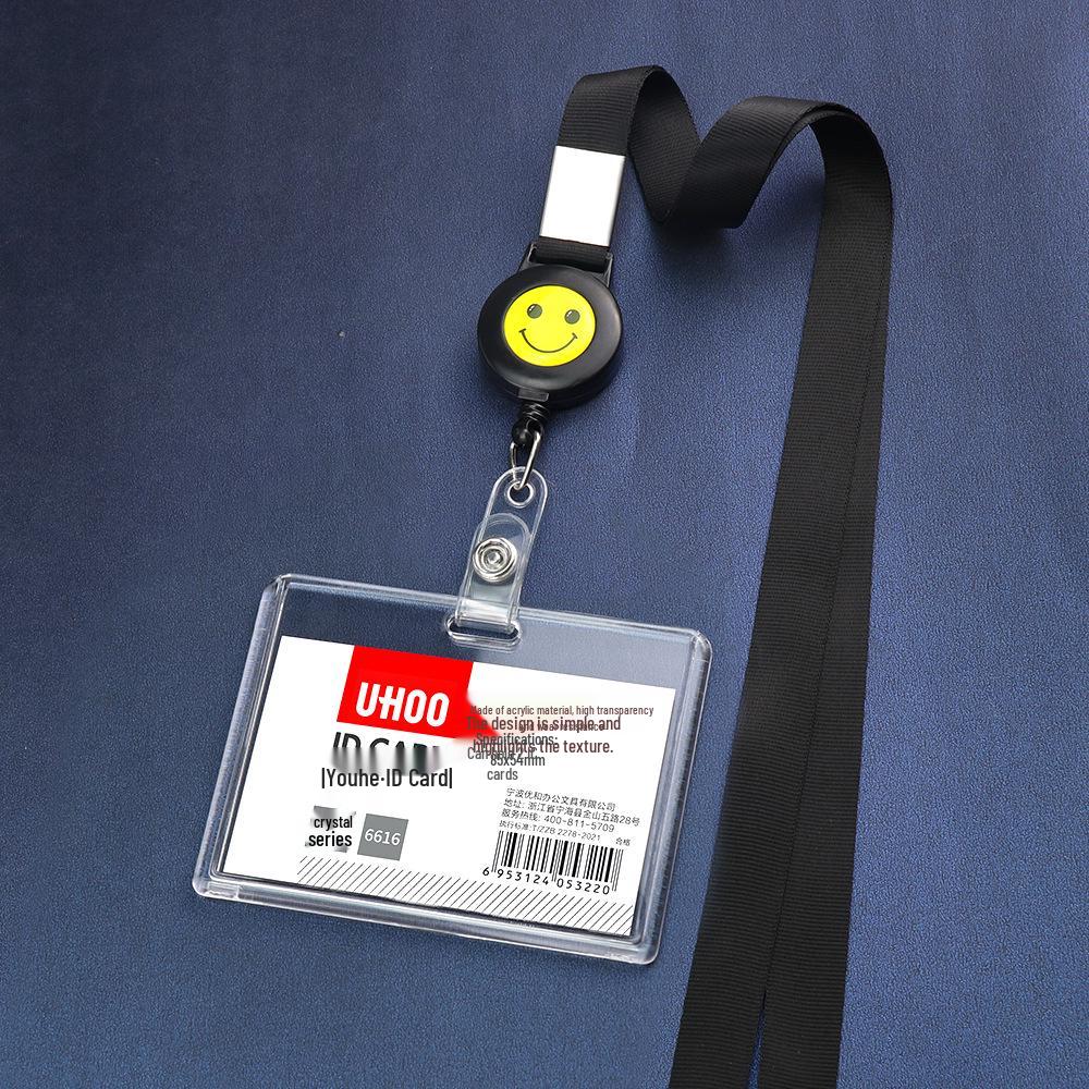 Acrylic Stretchable Badge Holder with Retractable Lanyard for Student or Employee ID Cards