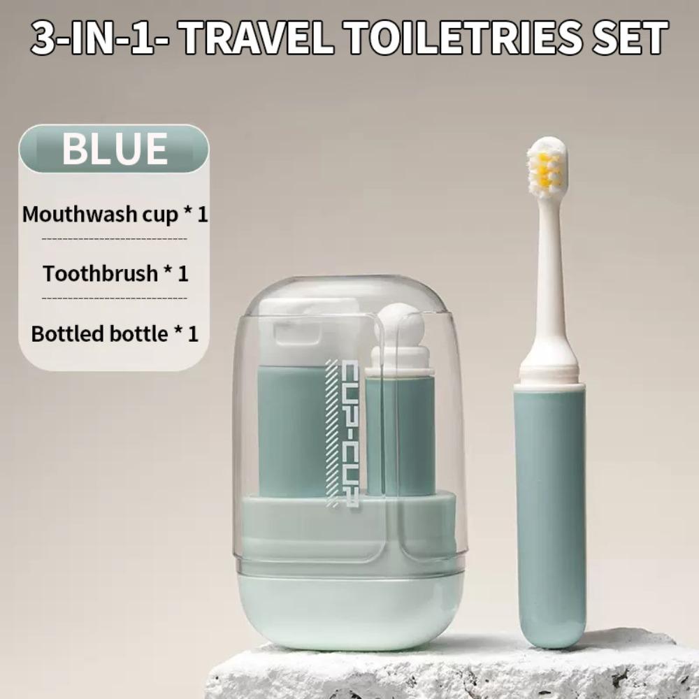 

Portable Travel Toothbrush Set Durable Mouthwash Cup Durable Toiletry Set ravel & Daily Use зелений