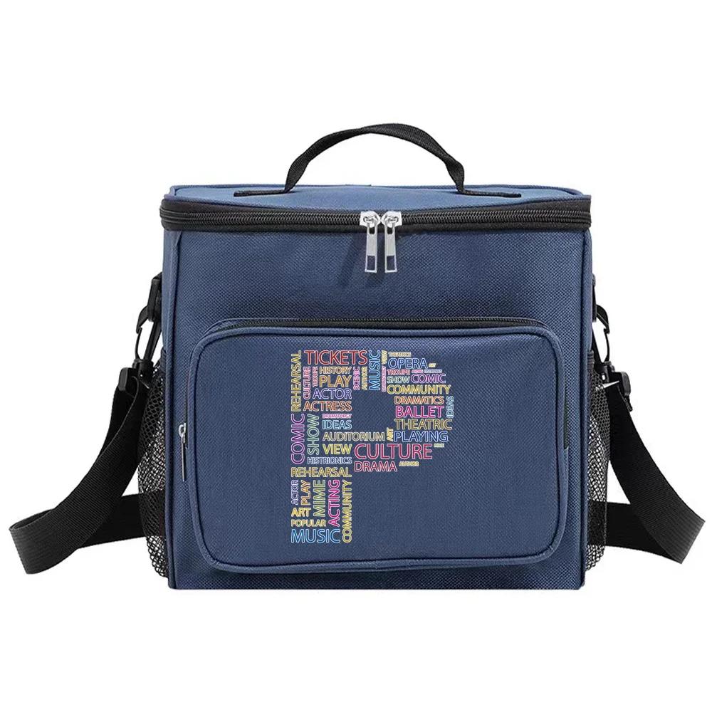 Insulated Bags Portable Shoulder Lunch Bag Waterproof Cooler Box Thermal Organizer Handbag for Men and Women Text Letter Pattern